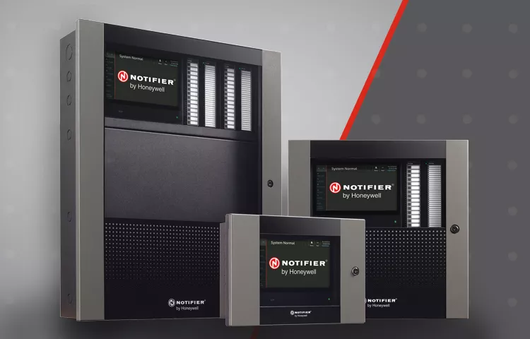 image of three notifier systems in three different sizes, small, medium, and large